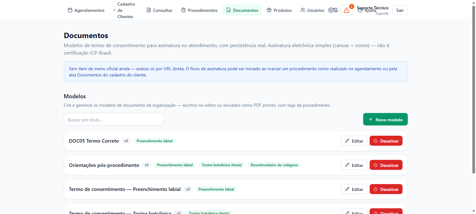 Documentos vinculados a cada serviço